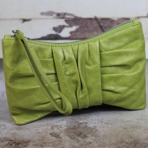 HOBO TRIXIE Leather Wristlet Clutch Leaf Green